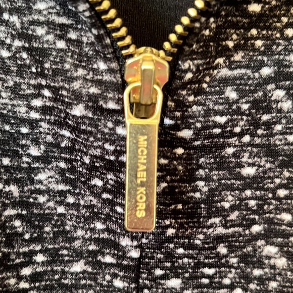 Michael by Michael Kors black/white speckled lined midi skirt, back slit, zipper - Picture 2 of 8